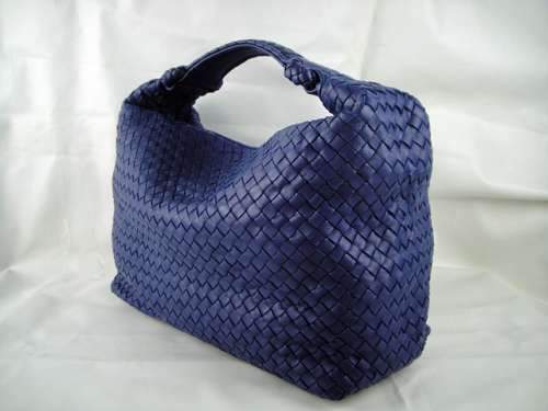 Bottega Veneta Intercciato Hobo Slouch Bag 7470 blue - Click Image to Close